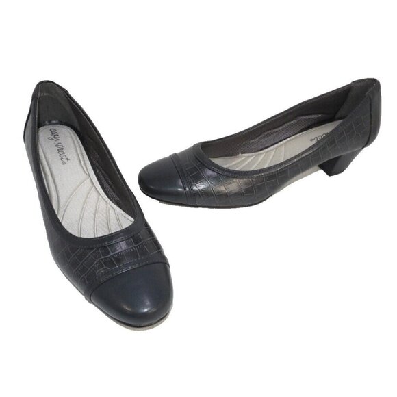 EASY STREET dark gray 2" heel pumps, shoes man made materials women's size 8 M - Picture 1 of 7